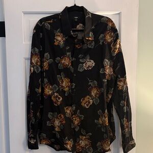Men’s Long Sleeve Floral Button-Up Shirt